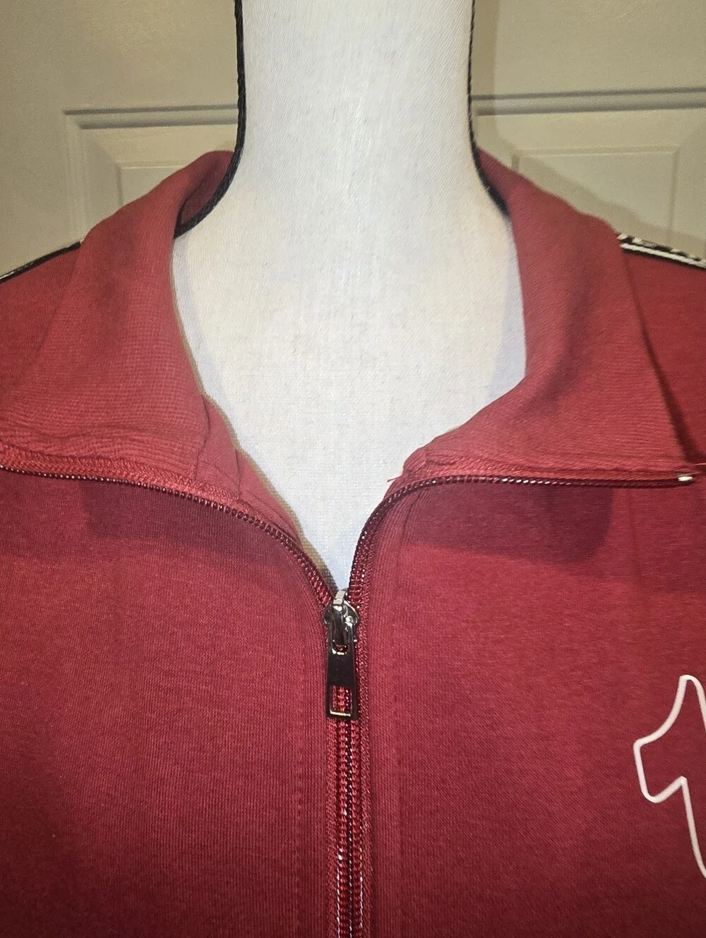 Mens True Religion Red Zip-Up Jacket with Logo Tape